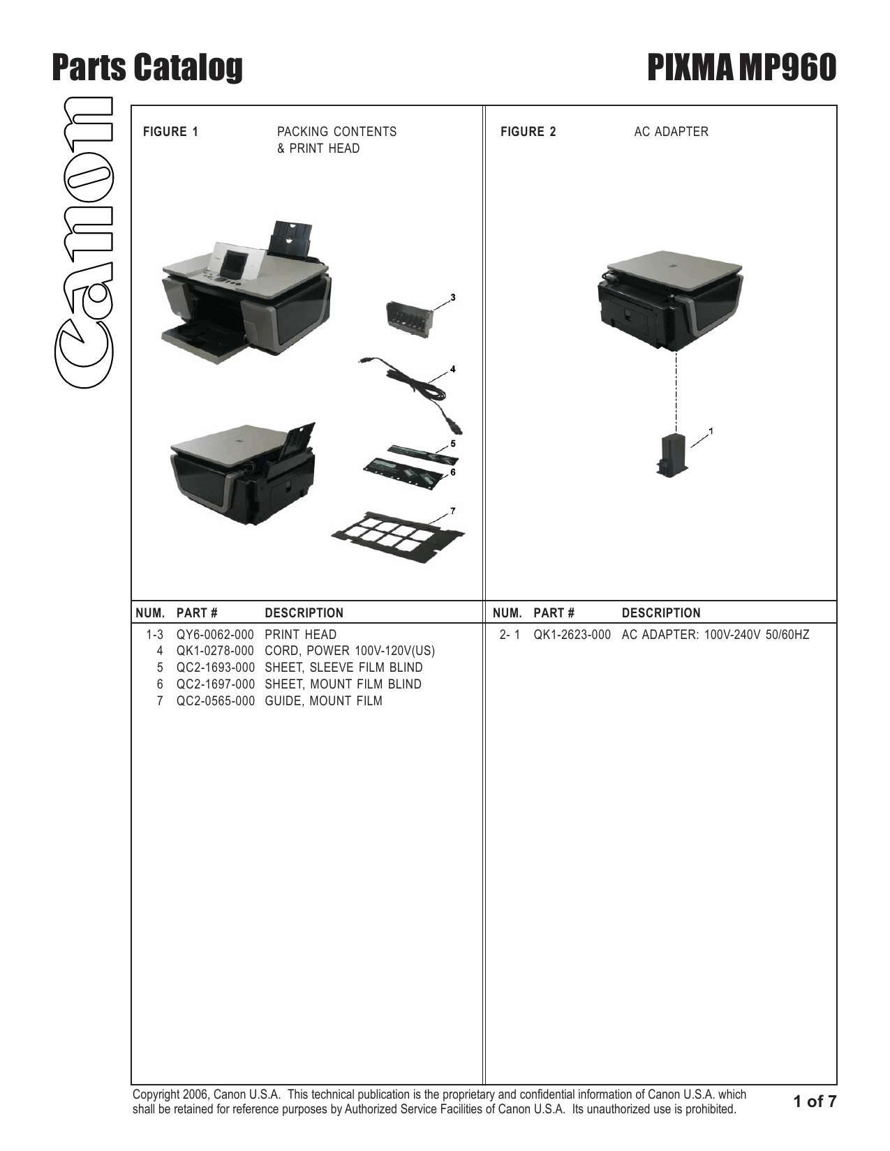 Canon PIXMA MP960 Parts Catalog-2